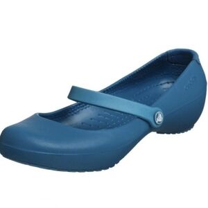 Crocs Womens Mary Jane Shoes Alice Work Peacock Ballet Flats Slip On Comfort 7